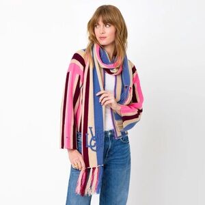 Kerri Rosenthal Colorful Lovego Striped Scarf 100% Cashmere
